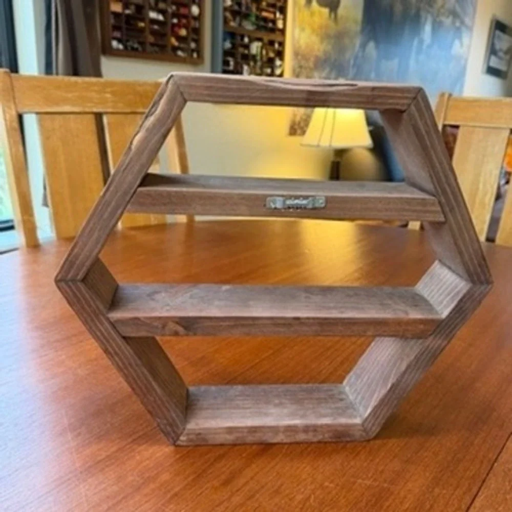 Vintage Wooden Hexagon Floating Shelf Rustic Trinkets Cottagecore Boho Granny
